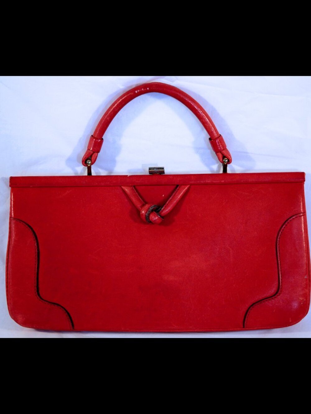 MODELL GOLD PFEIL RED LEATHER CLUTCH WITH HANDLE